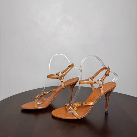 Gucci by Tom Ford Bamboo Strappy Heeled Sandals - Size 6.5 - Picture 3 of 7